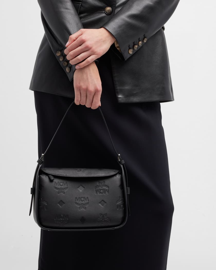 Mini Aren Top-Zip Shopper in Visetos Leather Mix Black