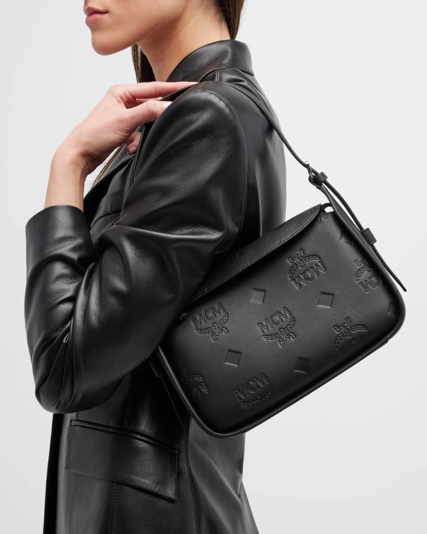 MCM Aren Small Monogram Leather Hobo Bag Neiman Marcus