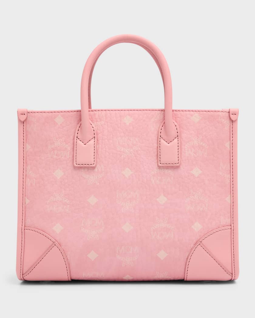 Mcm Small Munchen Visetos Tote in Bloosom Pink