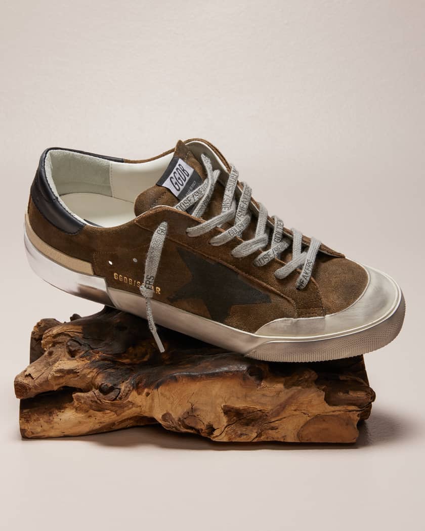 GOLDEN GOOSE Superstar distressed metallic leather and suede