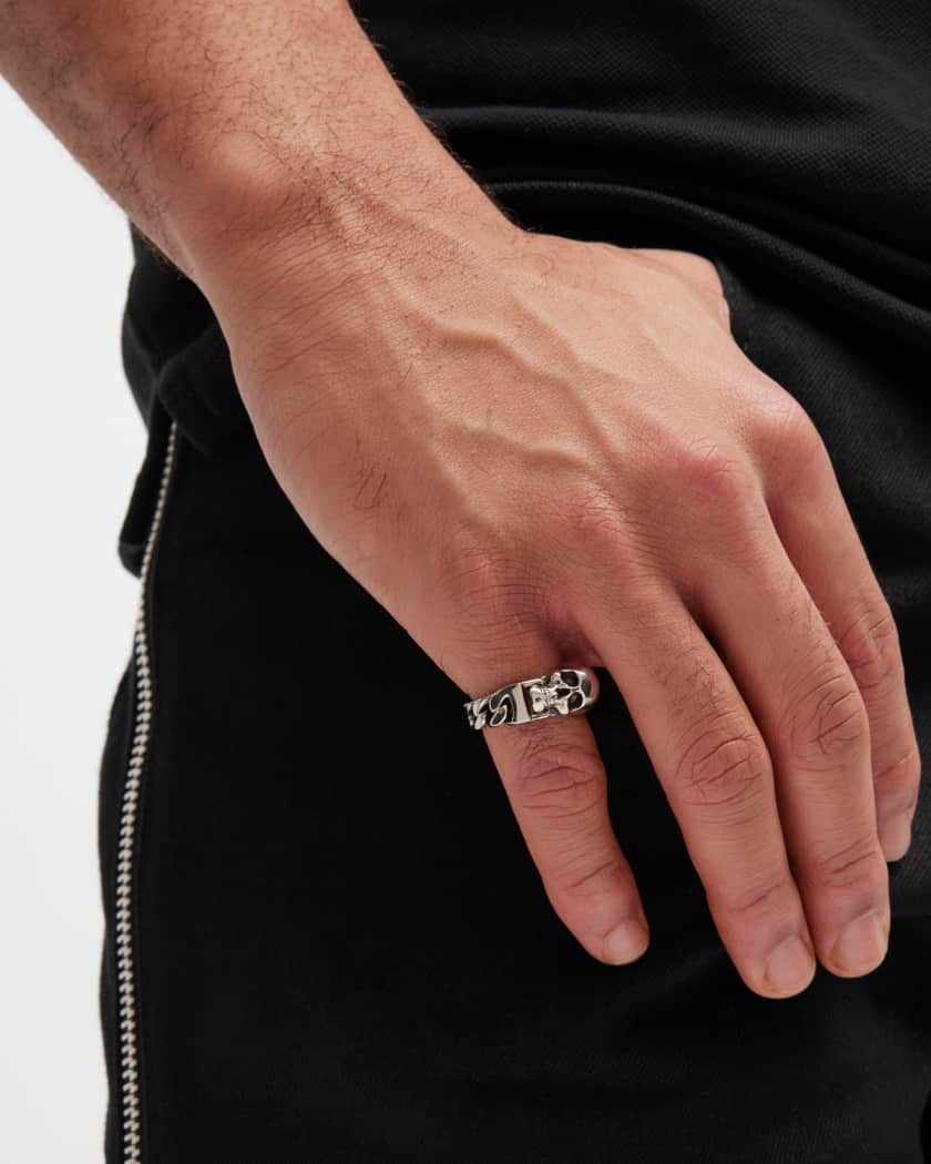 Men's Skull Curb Chain Ring