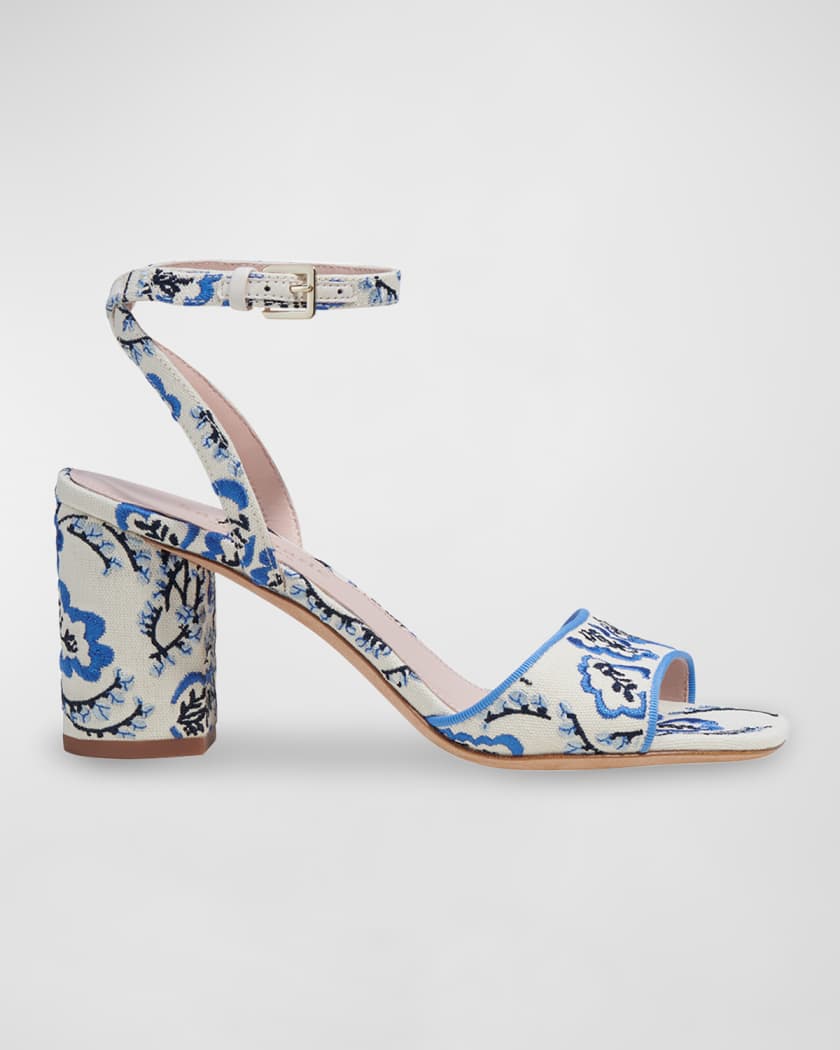 kate spade new york delphine embroidered ankle-strap sandals | Neiman Marcus