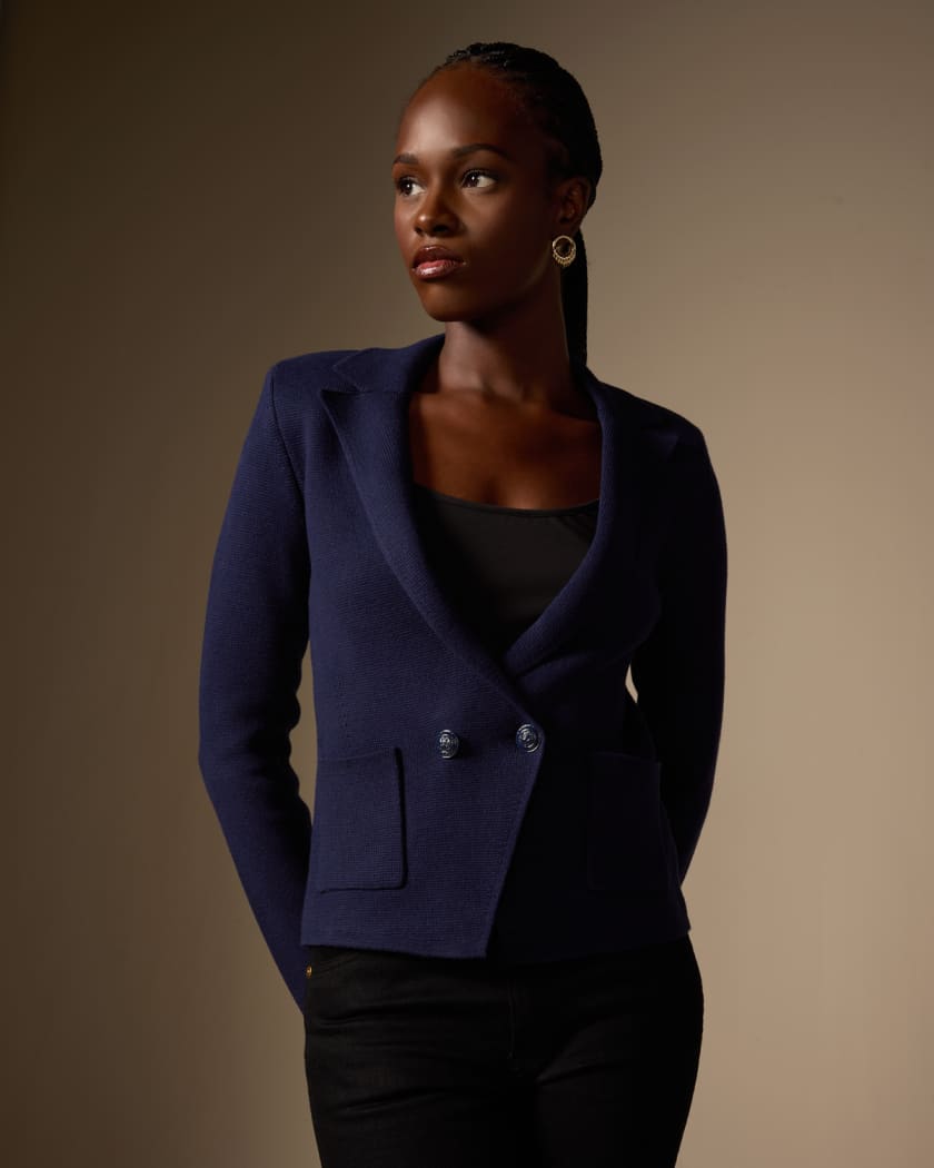 Womens navy new arrivals knit blazer