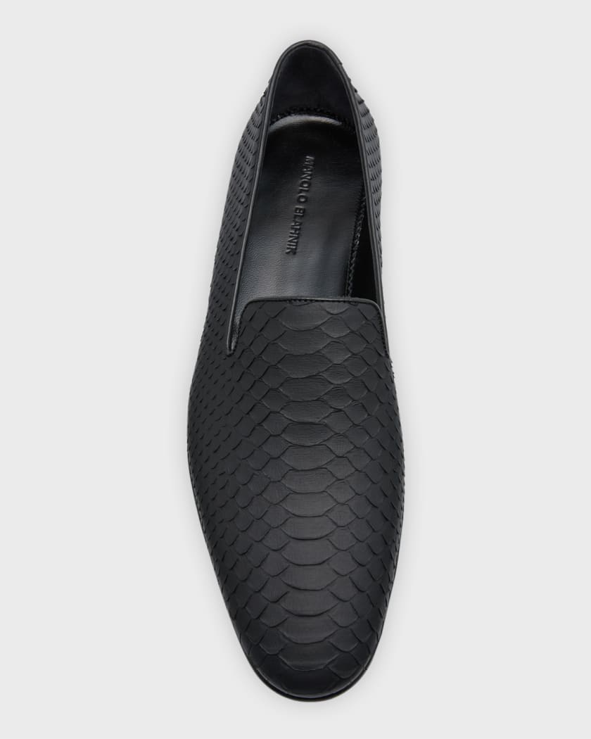 Men's Mario Python Leather Loafers