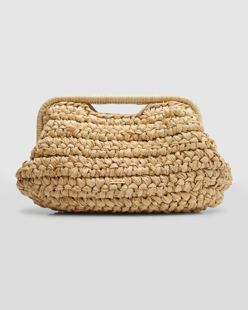 Cult Gaia Aurora Large Raffia Clutch Bag