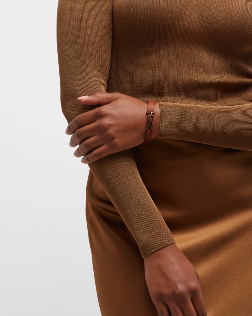 Saint Laurent chunky leather bracelet - Brown