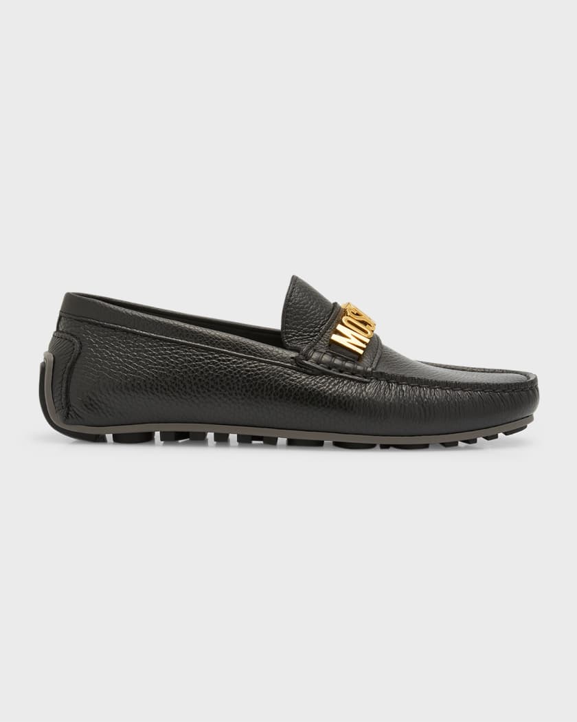 Moschino embossed-logo loafers - Black