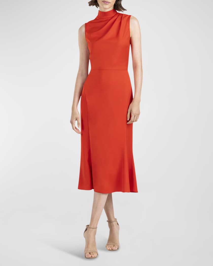 Shoshanna Audrey Sleeveless Mock Neck Midi Dress Neiman Marcus