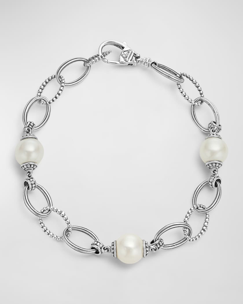 LAGOS Sterling Silver Luna Pearl Link Bracelet Neiman Marcus