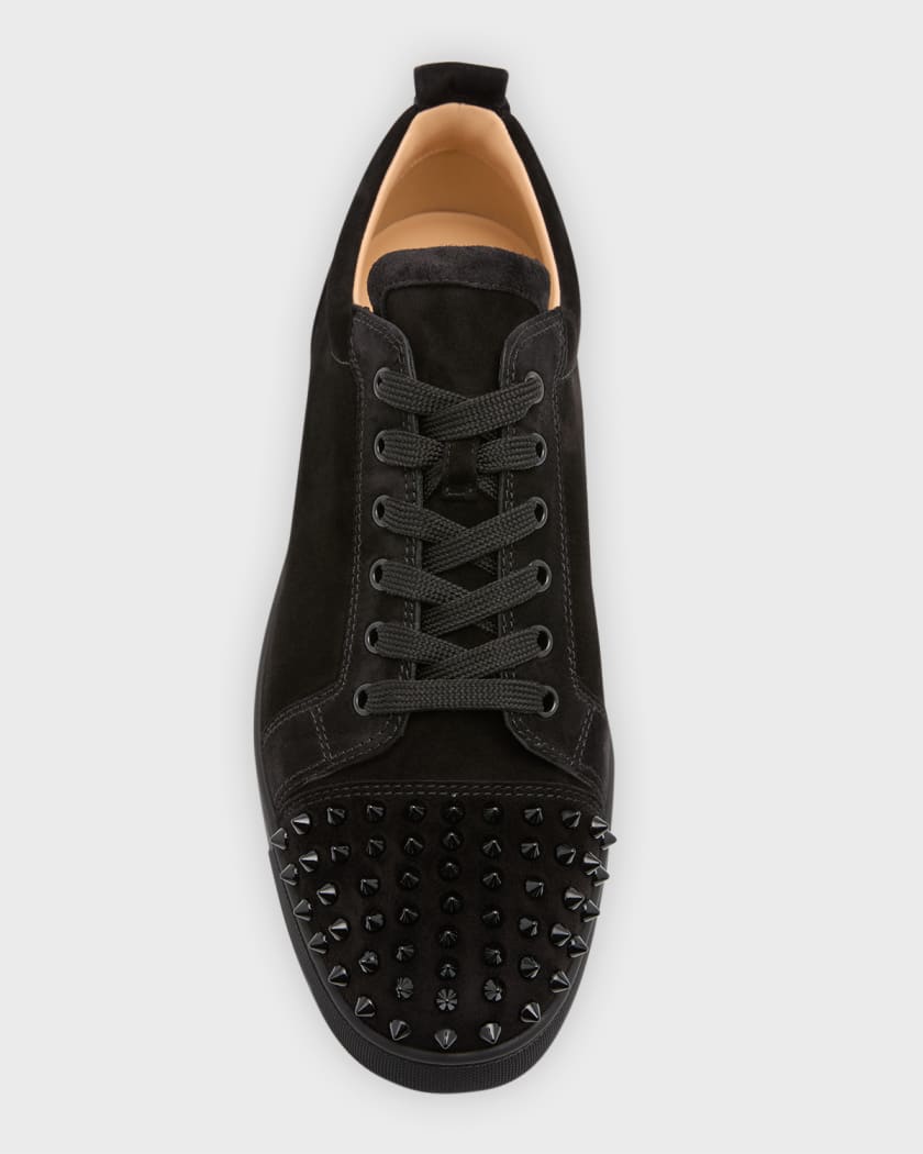 Christian Louboutin Louis spikes men's flat, always popular black leather  silver spikes high top sn…