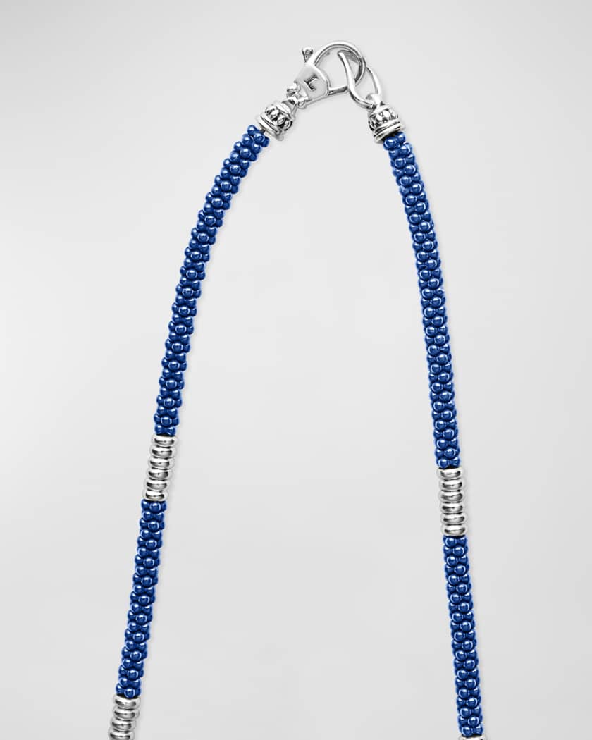 LAGOS Sterling Silver Blue Caviar Beaded Necklace