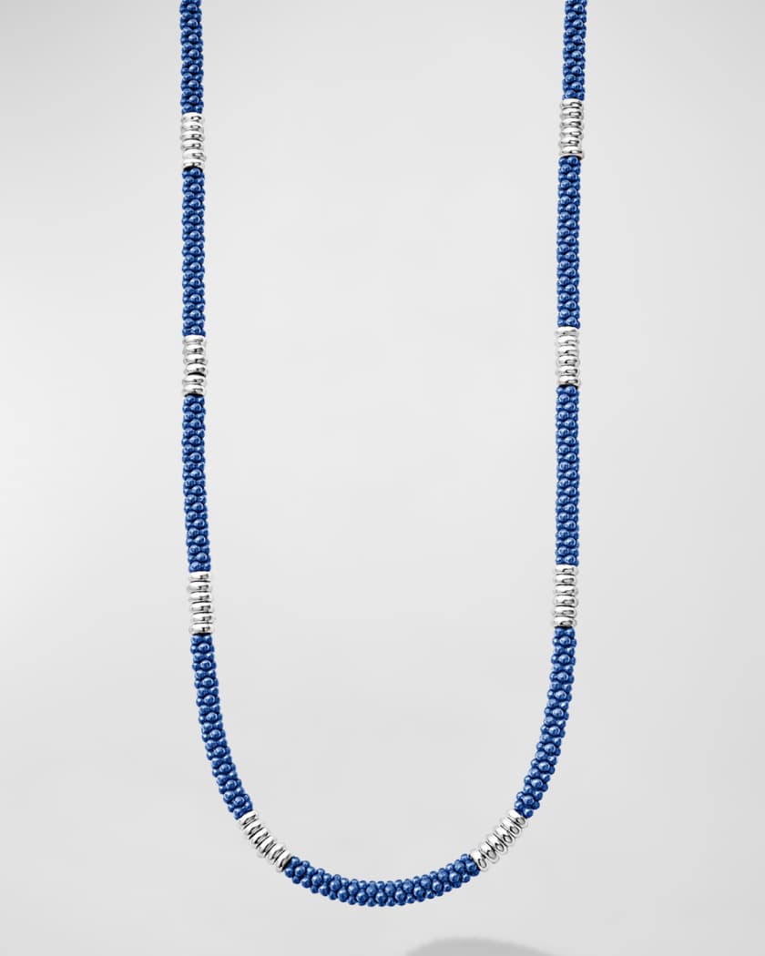 LAGOS Sterling Silver Blue Caviar Beaded Necklace