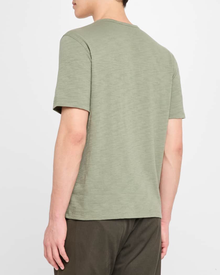 Men's Split-Neck Slub Cotton T-Shirt