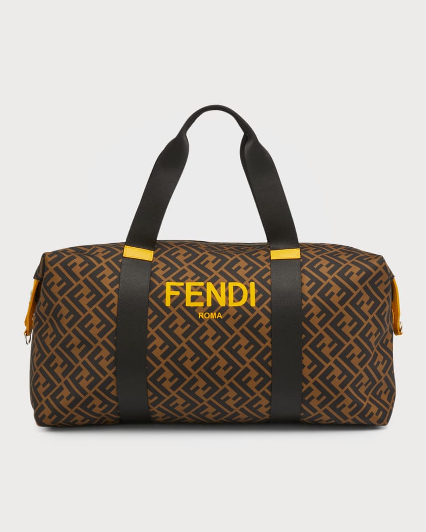 Fendi Kid's FF Allover Duffle Bag With Text Logo