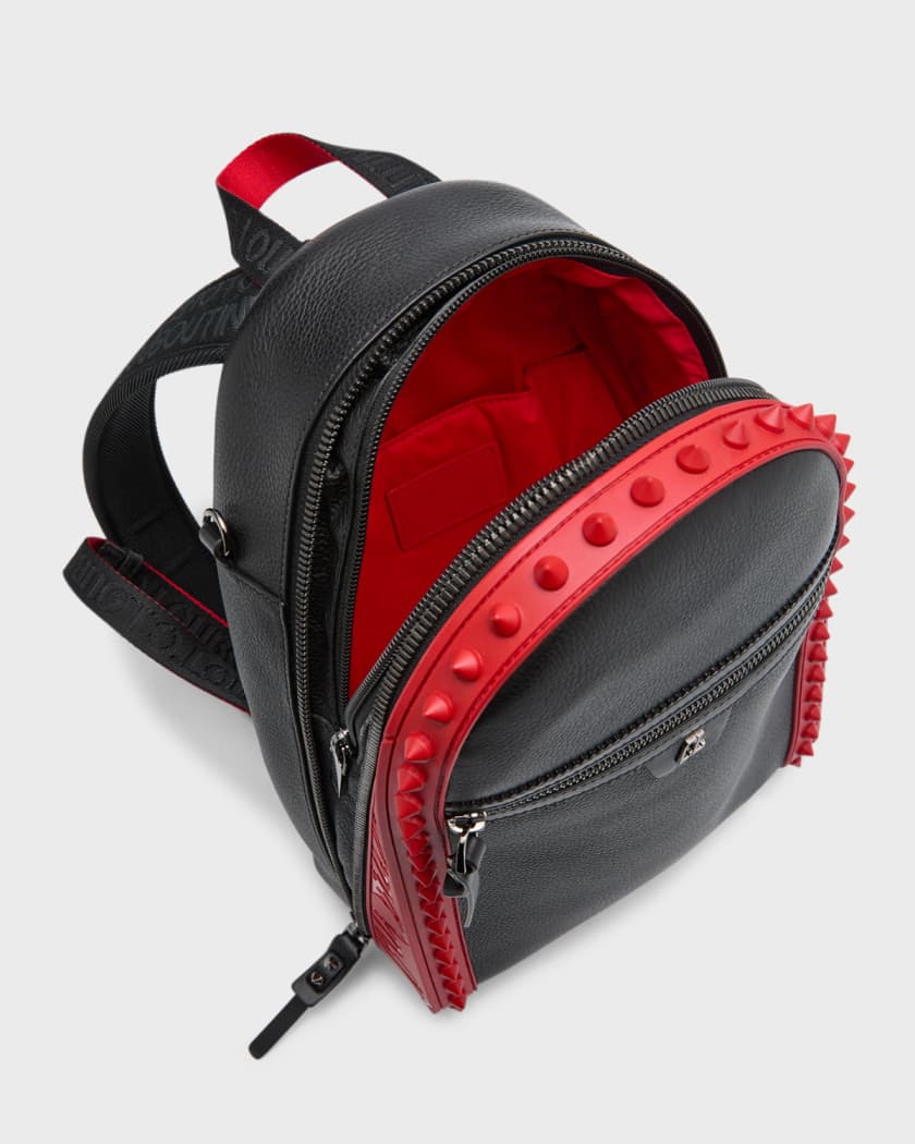 Backparis Spiked Rubber-Trimmed Full-Grain Leather Backpack