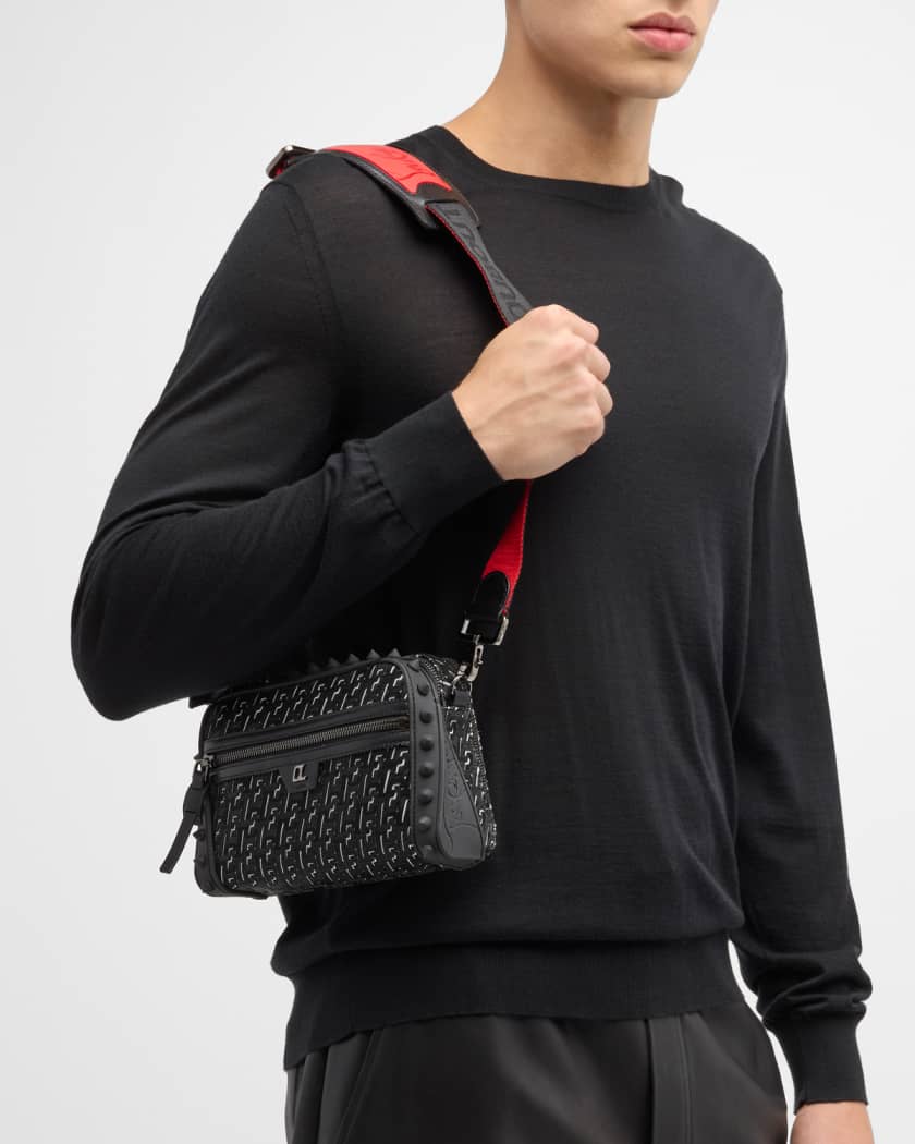 Loubitown - Messenger bag - Coated canva Techno CL and rubber - Black -  Christian Louboutin