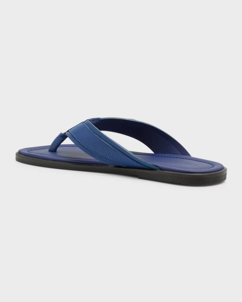 Men s GA Logo Leather Flip Flops