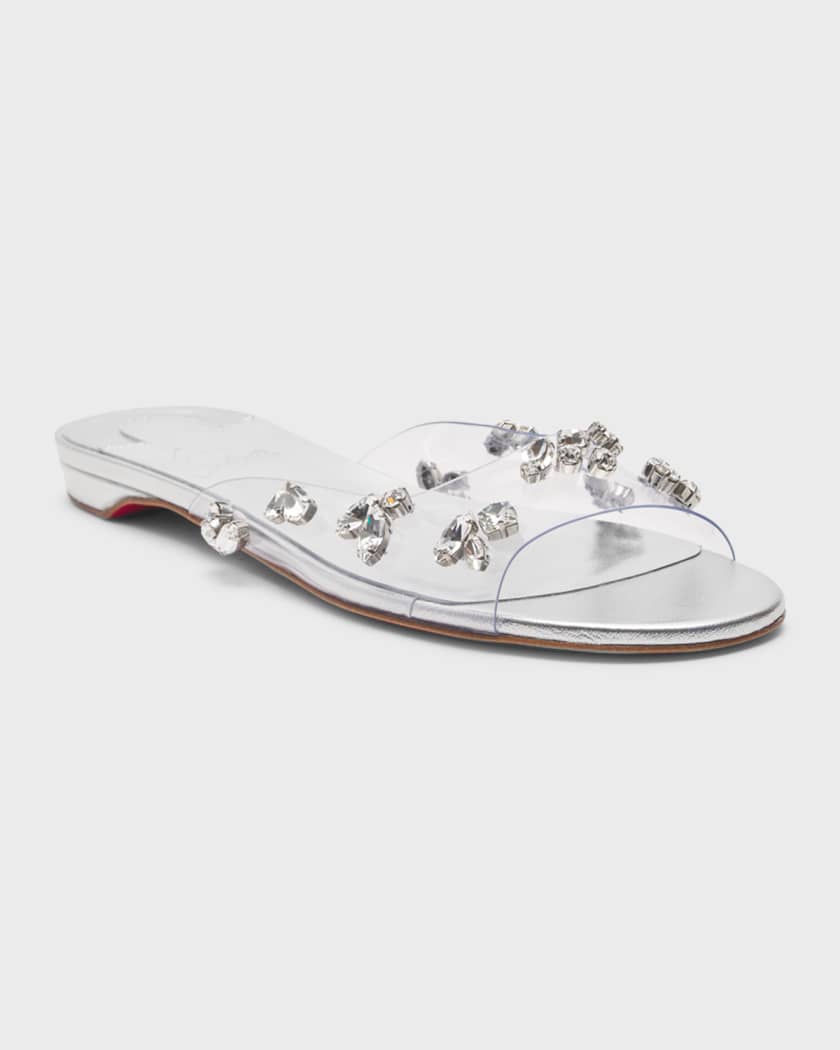 Degraqueenie Clear Embellished Red Sole Sandals