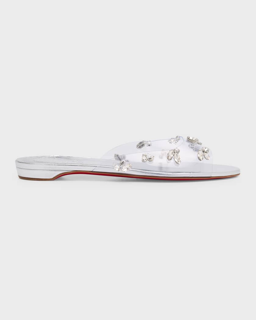 Degraqueenie Clear Embellished Red Sole Sandals