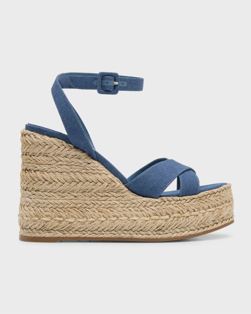 Summer Mariza Denim Espadrilles Sandals in Blue - Christian Louboutin