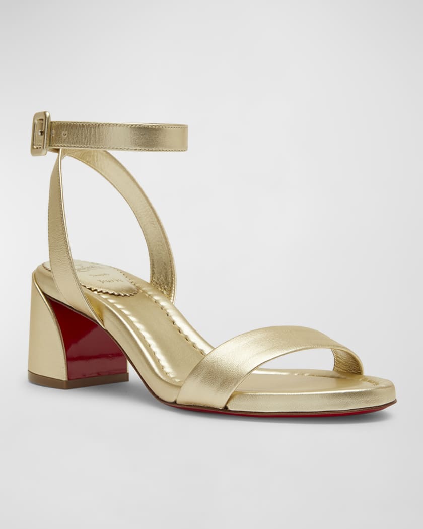 Miss Sabina Metallic Red Sole Ankle-Strap Sandals
