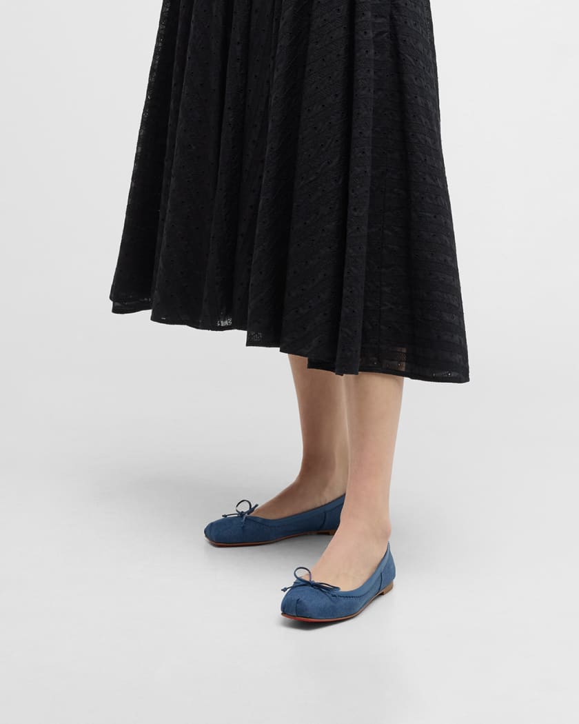 Christian Louboutin Mamadrague Cotton Red Sole Ballerina Flats