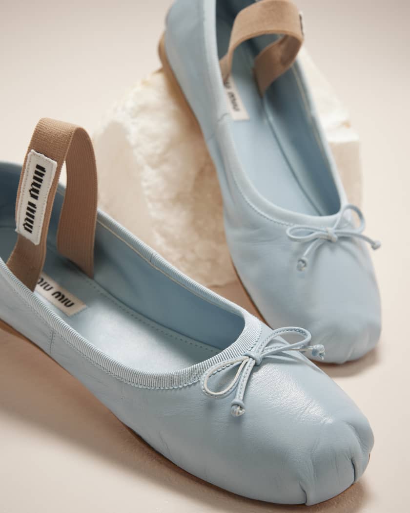 Miu Miu Satin Bow Ballerina Flats - Bergdorf Goodman