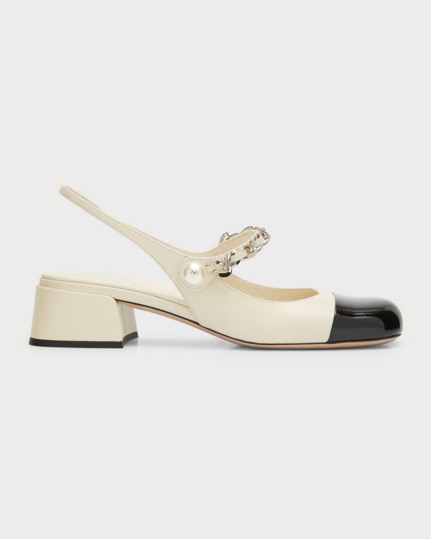 Miu Miu Bicolor Mary Jane Slingback Pumps Neiman Marcus