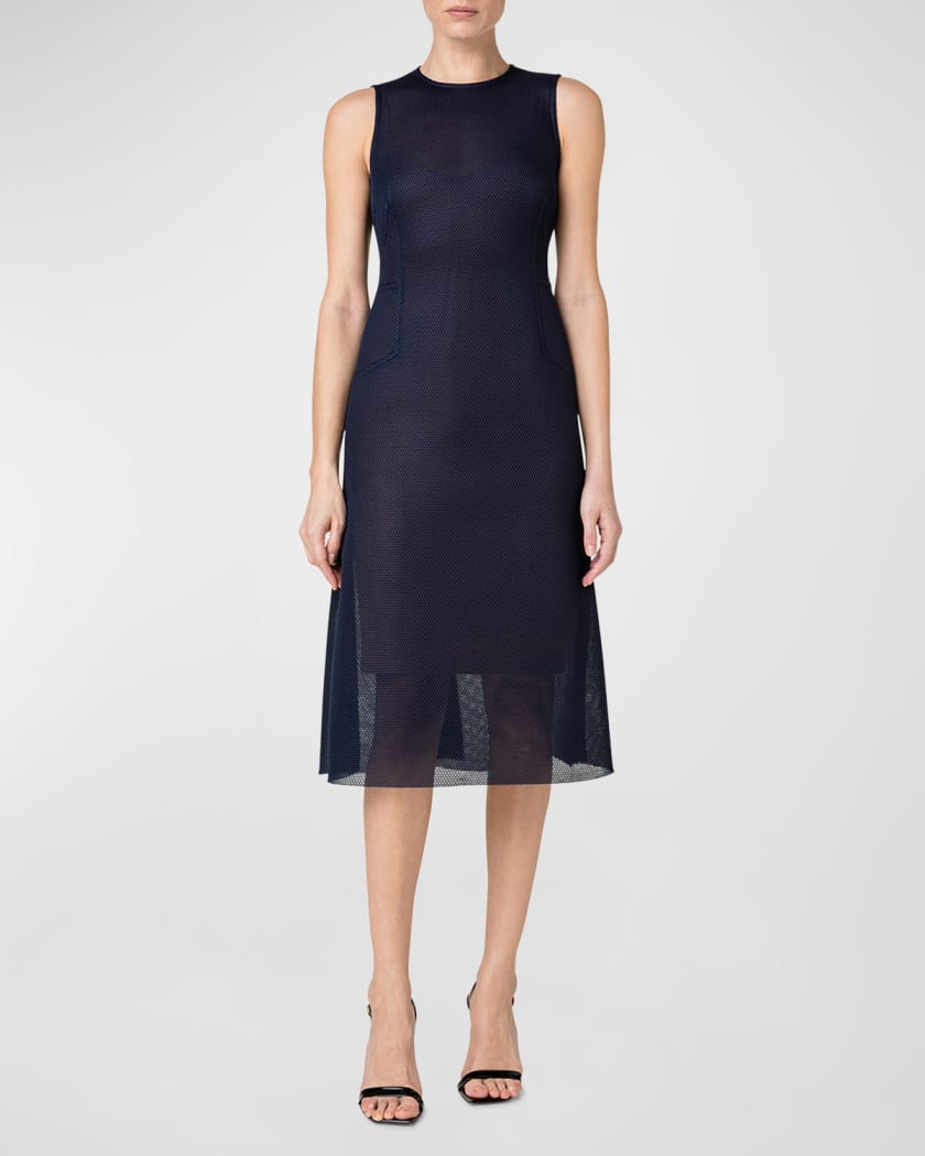 Polyester Techno Semi Sheer Midi Dress