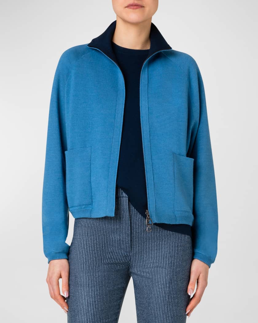 Akris Reversible Wool Short Knit Jacket | Neiman Marcus
