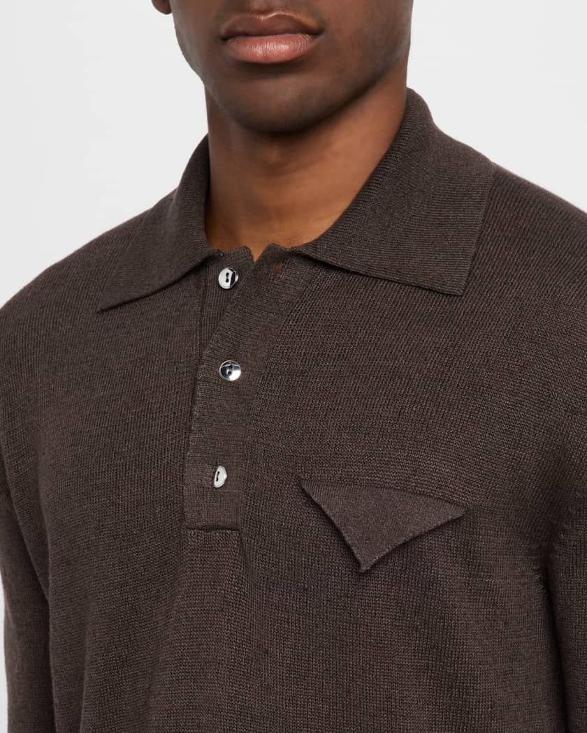 Bottega Veneta Men's Linen-Knit Polo | Neiman Marcus