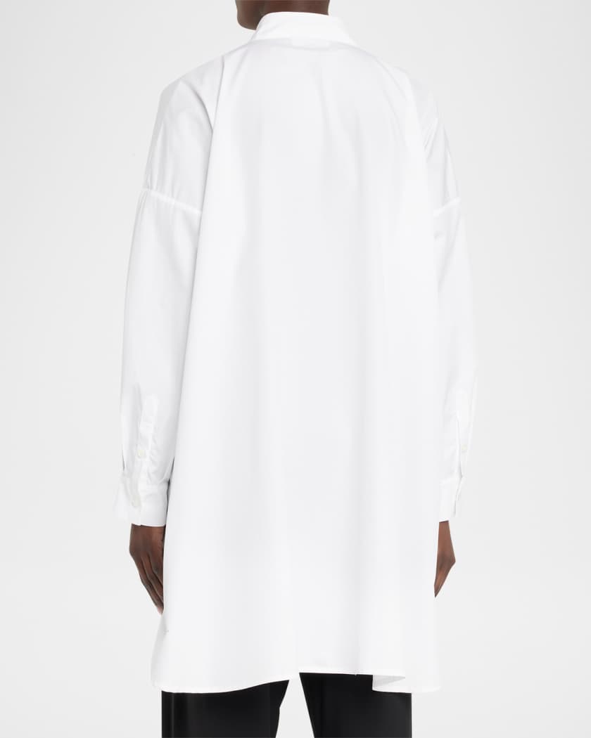 Eskandar Wide A-Line Collarless Classic Shirt (Long Plus