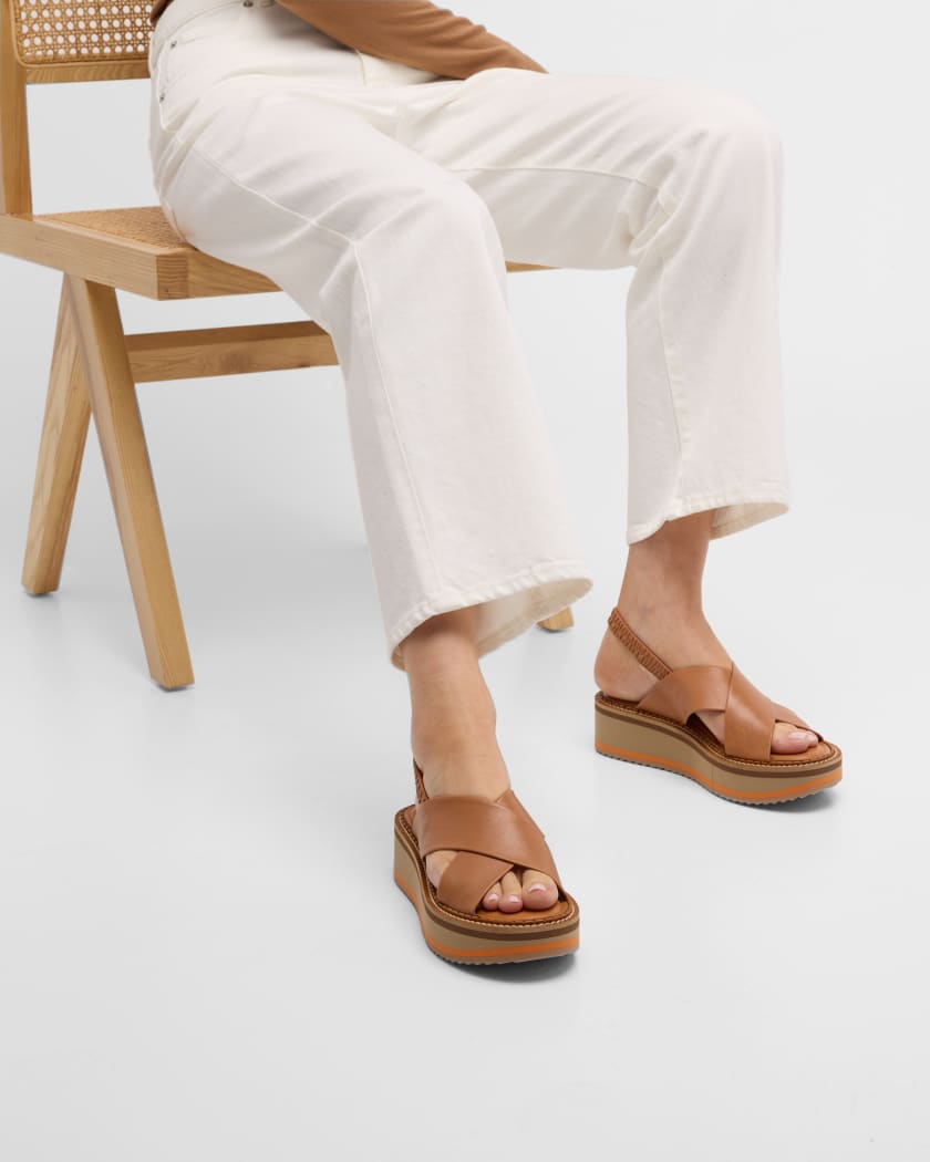 Clergerie Paris Freedom Leather Crisscross Platform Sandals