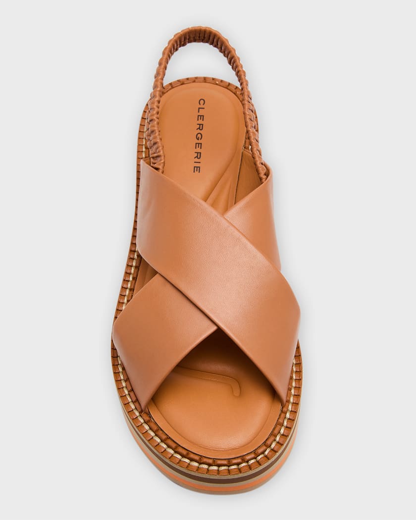 Freedom Leather Crisscross Platform Sandals