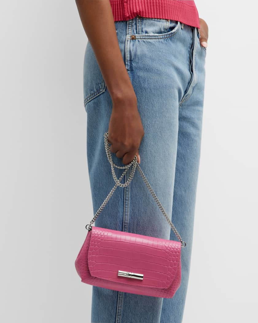 Longchamp 'Small Roseau Leather Crossbody Bag, Pink: Handbags