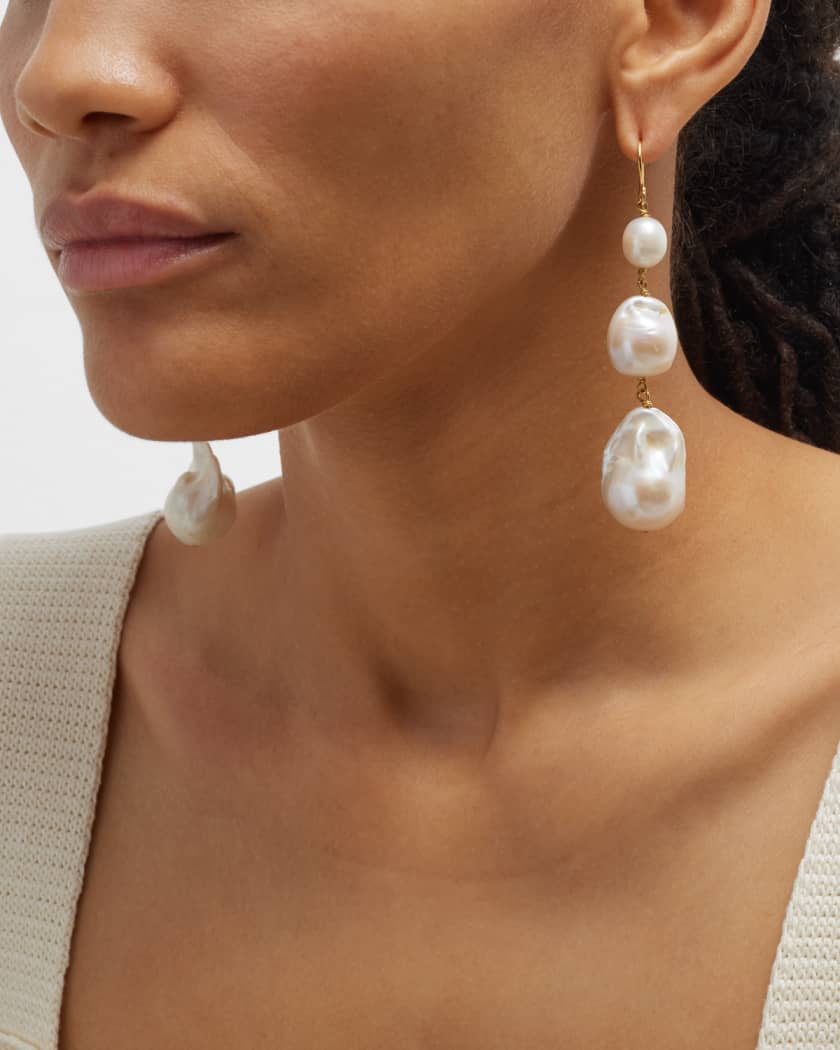 Jil Sander Grainy Freshwater Pearl Drop Earrings