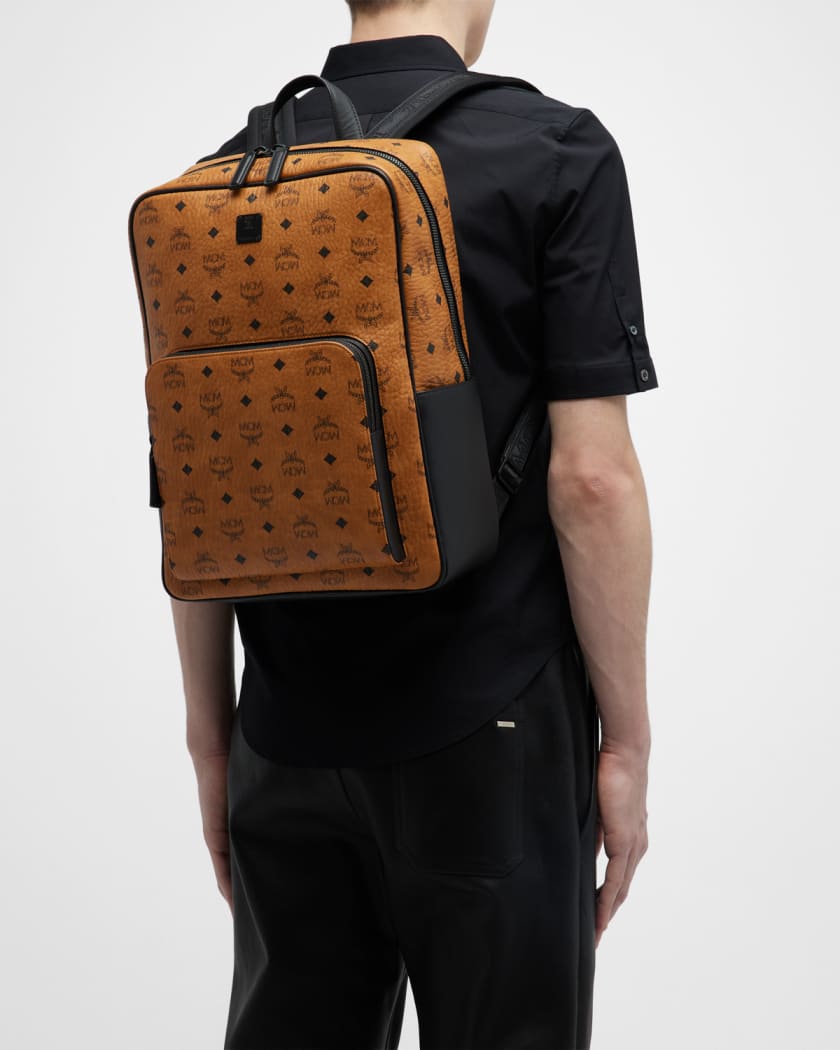 Mcm Medium Aren Leather Backpack - Brown