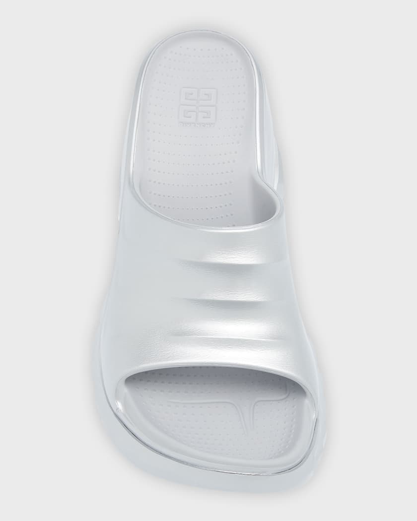 Givenchy Marshmallow Metallic Wedge Slide Sandals | Neiman Marcus