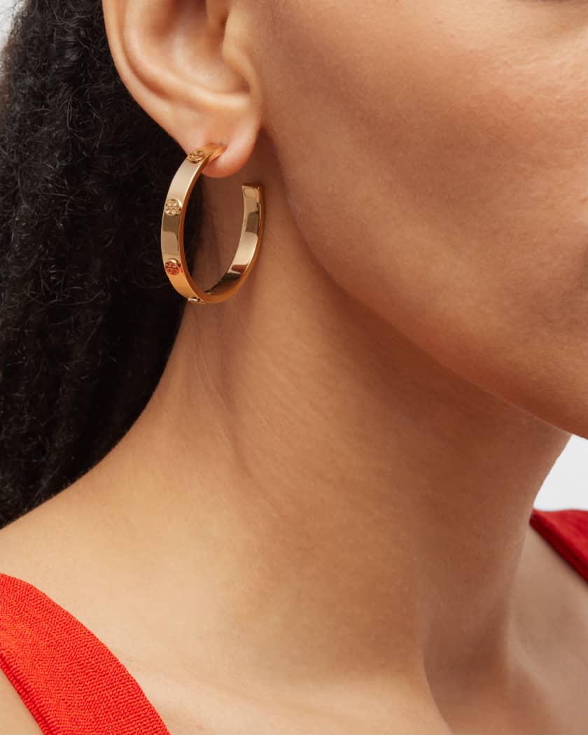 Tory Burch Miller Stud Hoop Earrings | Neiman Marcus