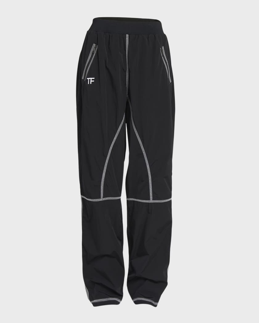 Tom Ford Paneled Technical Crinkle Nylon Track Pants Black