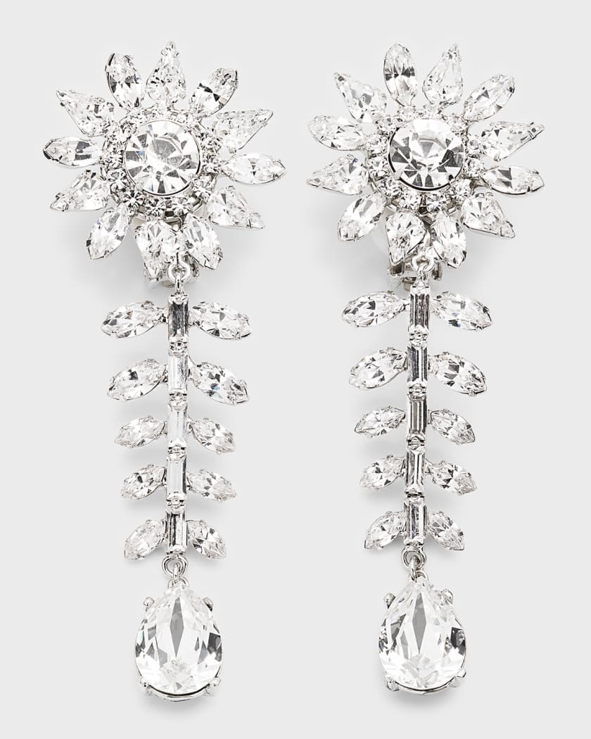 Kenneth Jay Lane Crystal Flower Drop Clip On Earrings Neiman Marcus