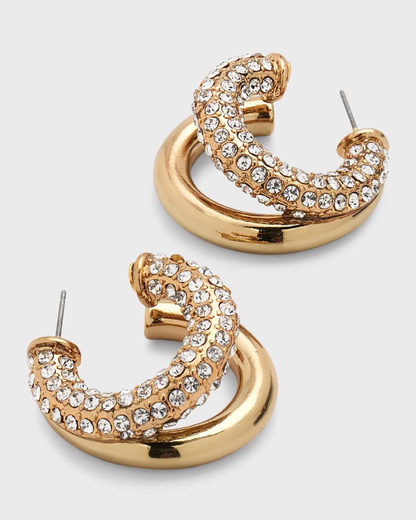 Kenneth Jay Lane 14K Gold Plated Crystal Double Hoop Earrings