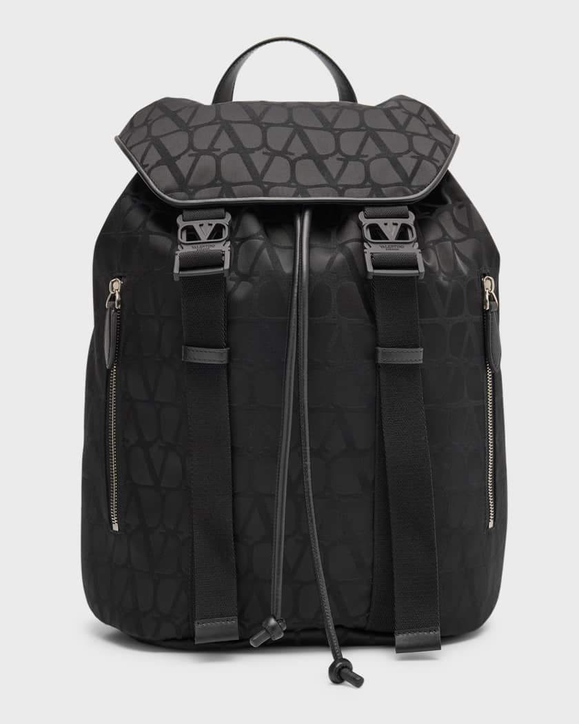 Valentino Garavani Toile Iconographe Nylon Backpack In Black