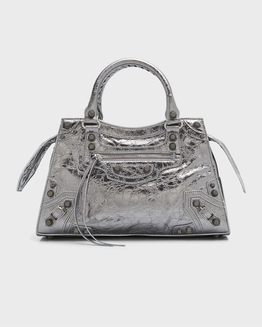 Balenciaga City Classic Studs Bag Metallic Leather Medium at