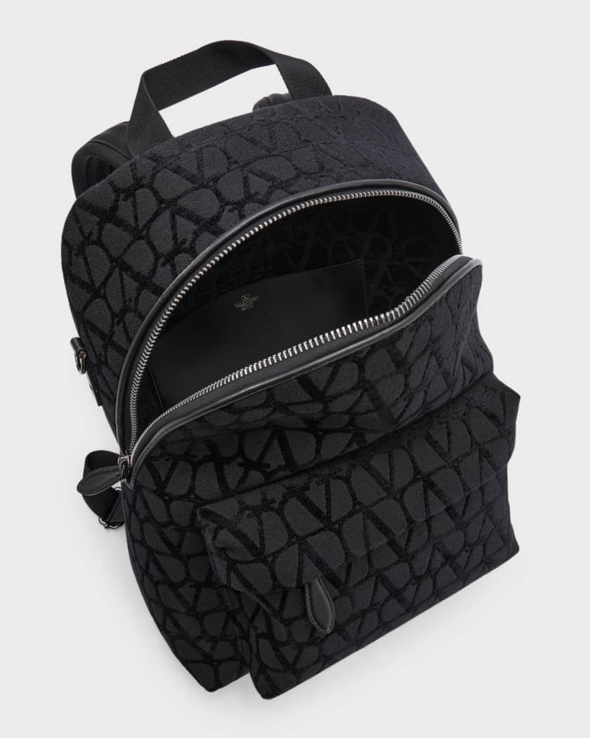 Shop Valentino Garavani Toile Iconographe Backpack With Leather Detailing