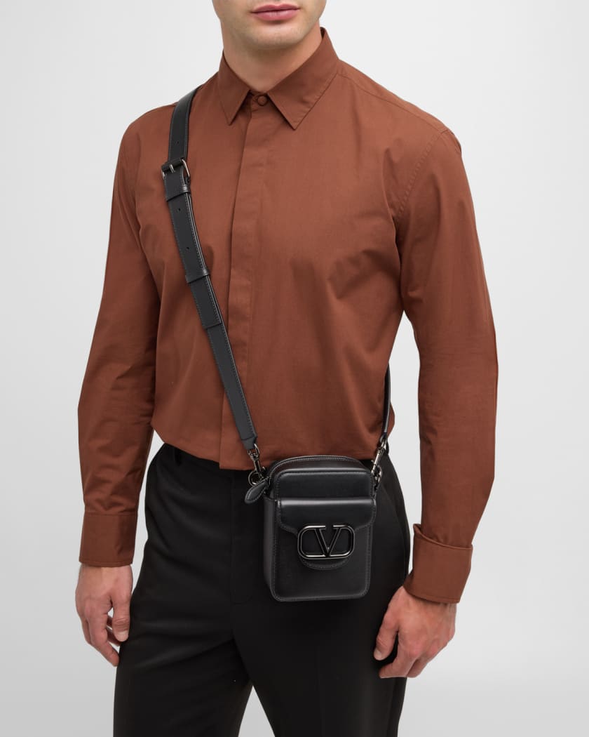 Valentino Garavani - V-logo Mini Leather Cross-body Bag - Mens - Black