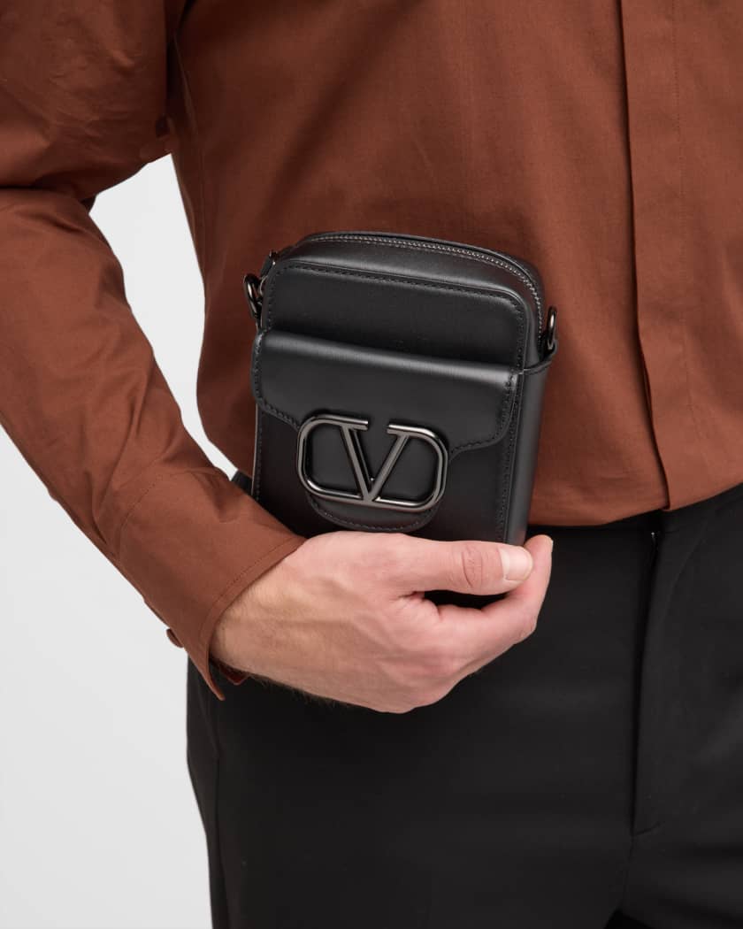 Shop Valentino Garavani VLogo Leather Crossbody Bag