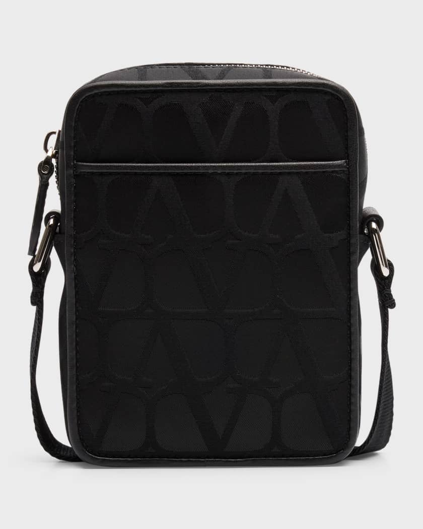 Valentino Garavani Men's Small Black Iconographe Nylon Shoulder Bag - Messenger