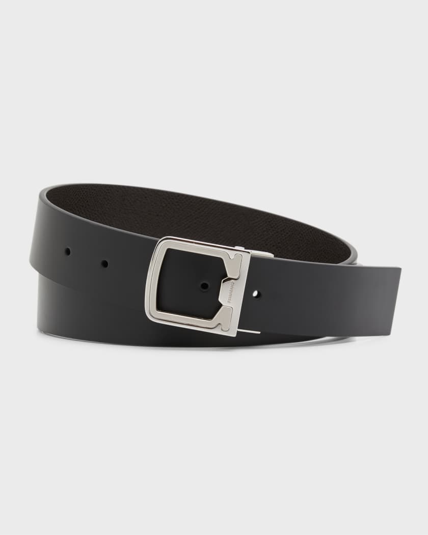 Ferragamo Black grained leather belt