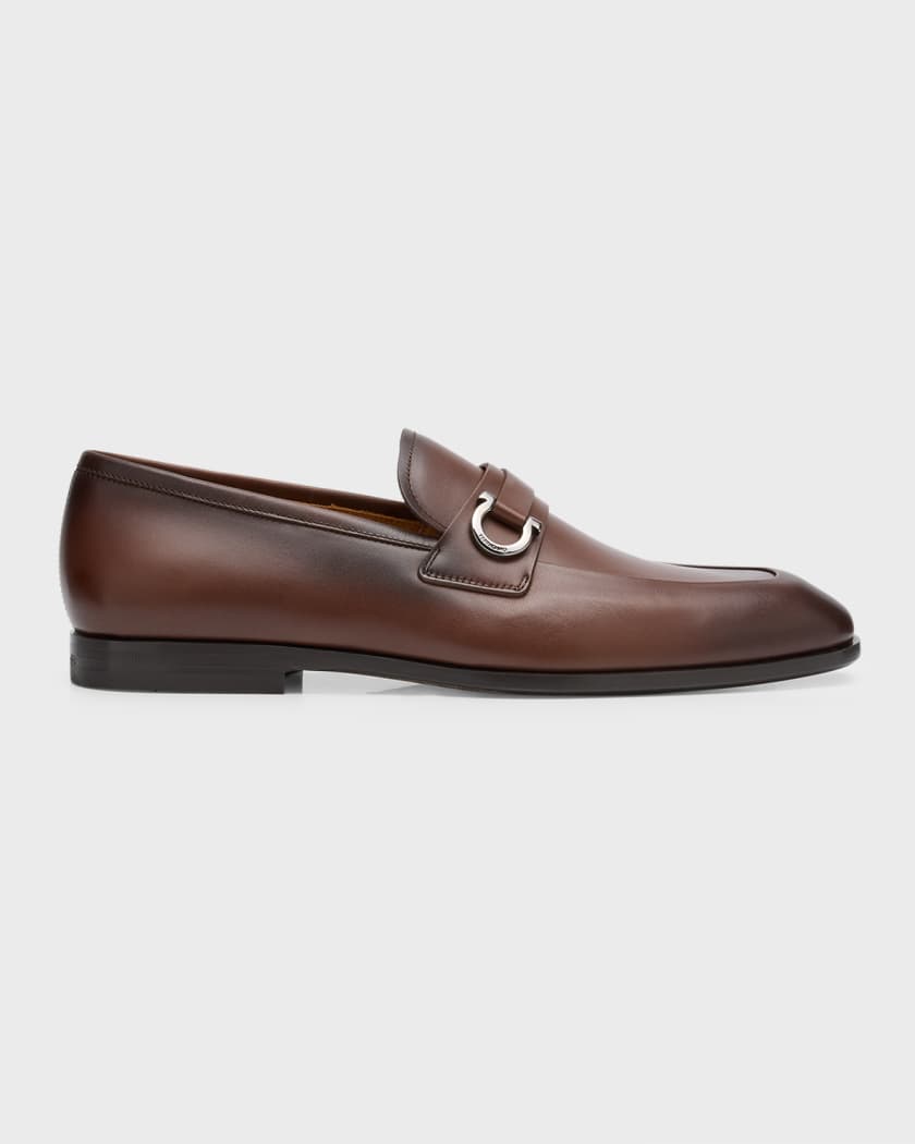 Men s Leather Loafers with Gancio Ornament